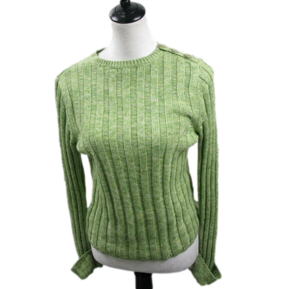 Daisy Fuentes Light Green Crew Neck Sweater Size PL